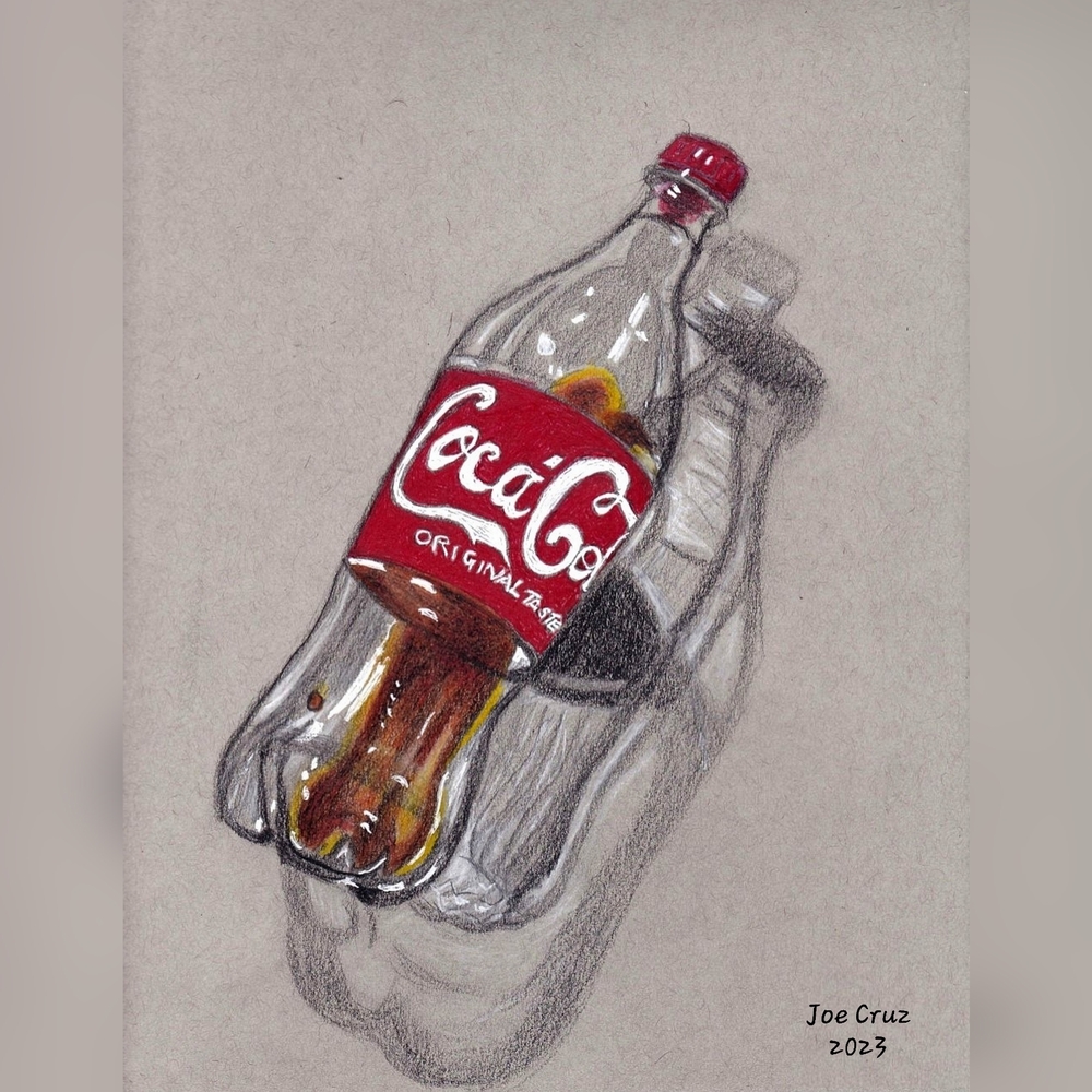 3D Coke Bottle Sketch Print 5x7